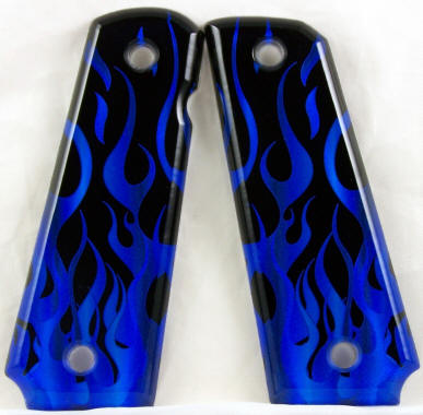 Flames Blue featured on 1911 Fullsize Left Side Safety Pistol Grips