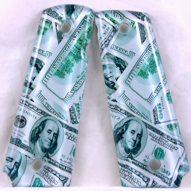 Hundred Dollar Bills featured on 1911 Fullsize Left Side Safety Pistol Grips